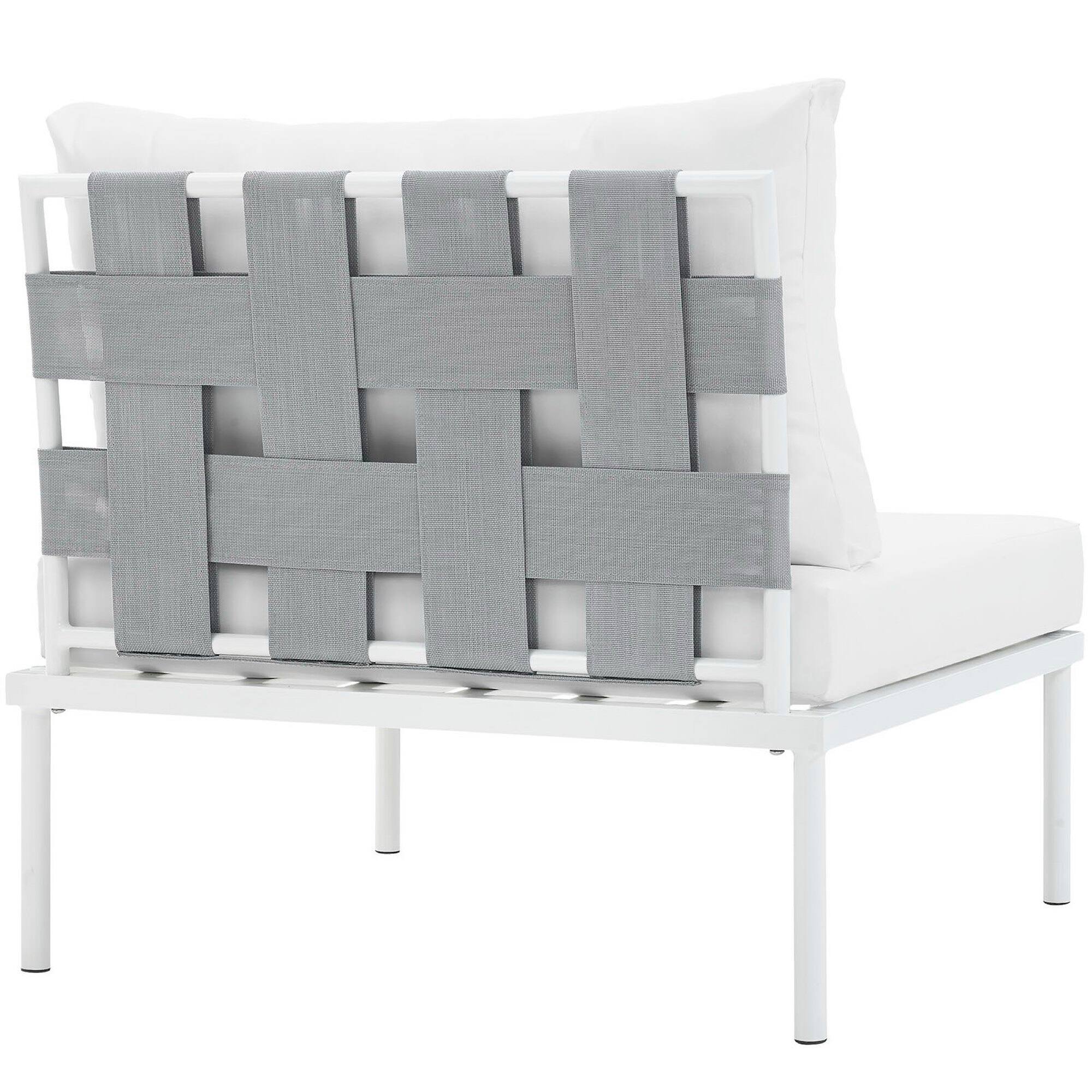 Back. Modway - Harmony Armless Outdoor Patio Aluminum Chair by Modway - White White.