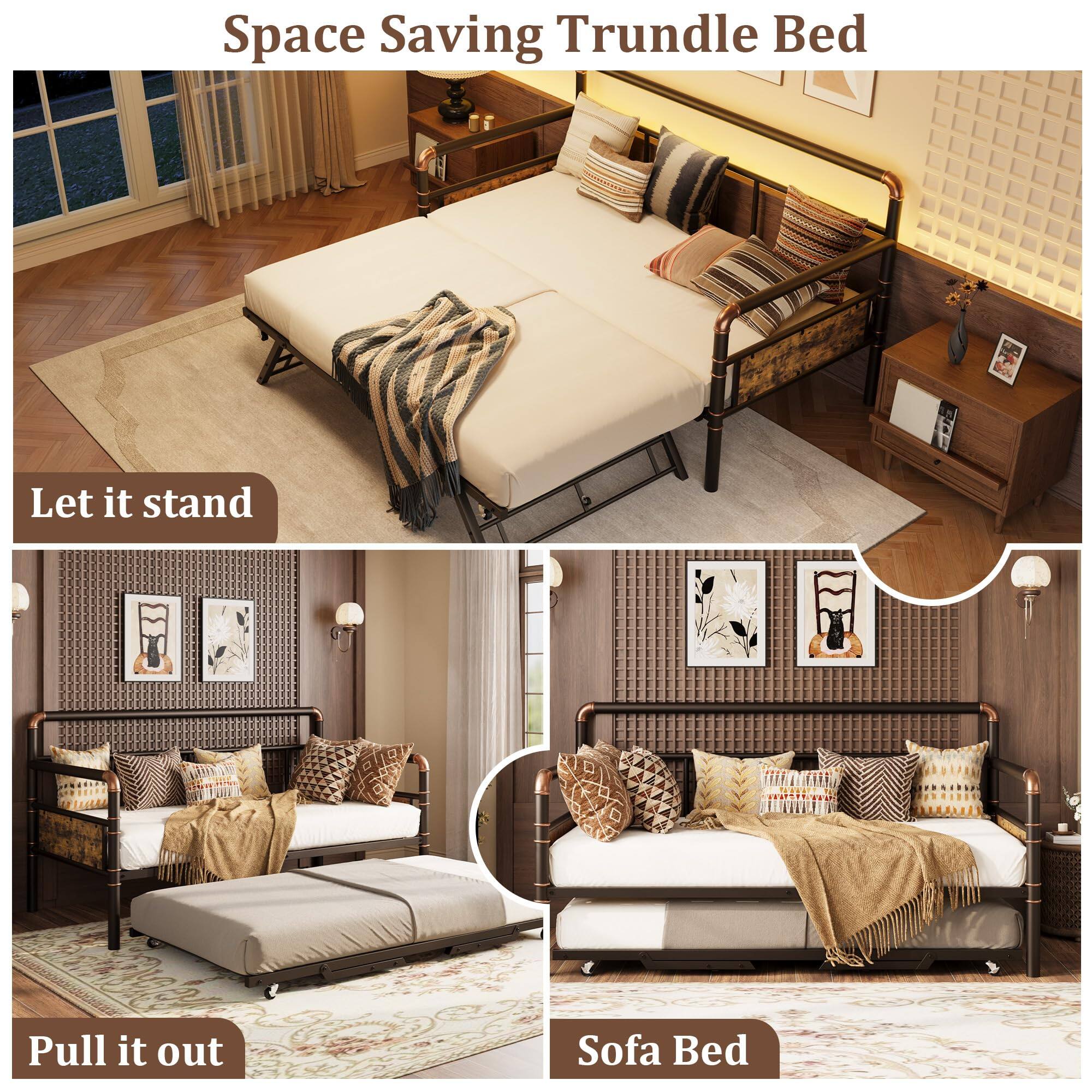 Space Saving Trundle Bed

Let it stand

Pull it out

Sofa Bed