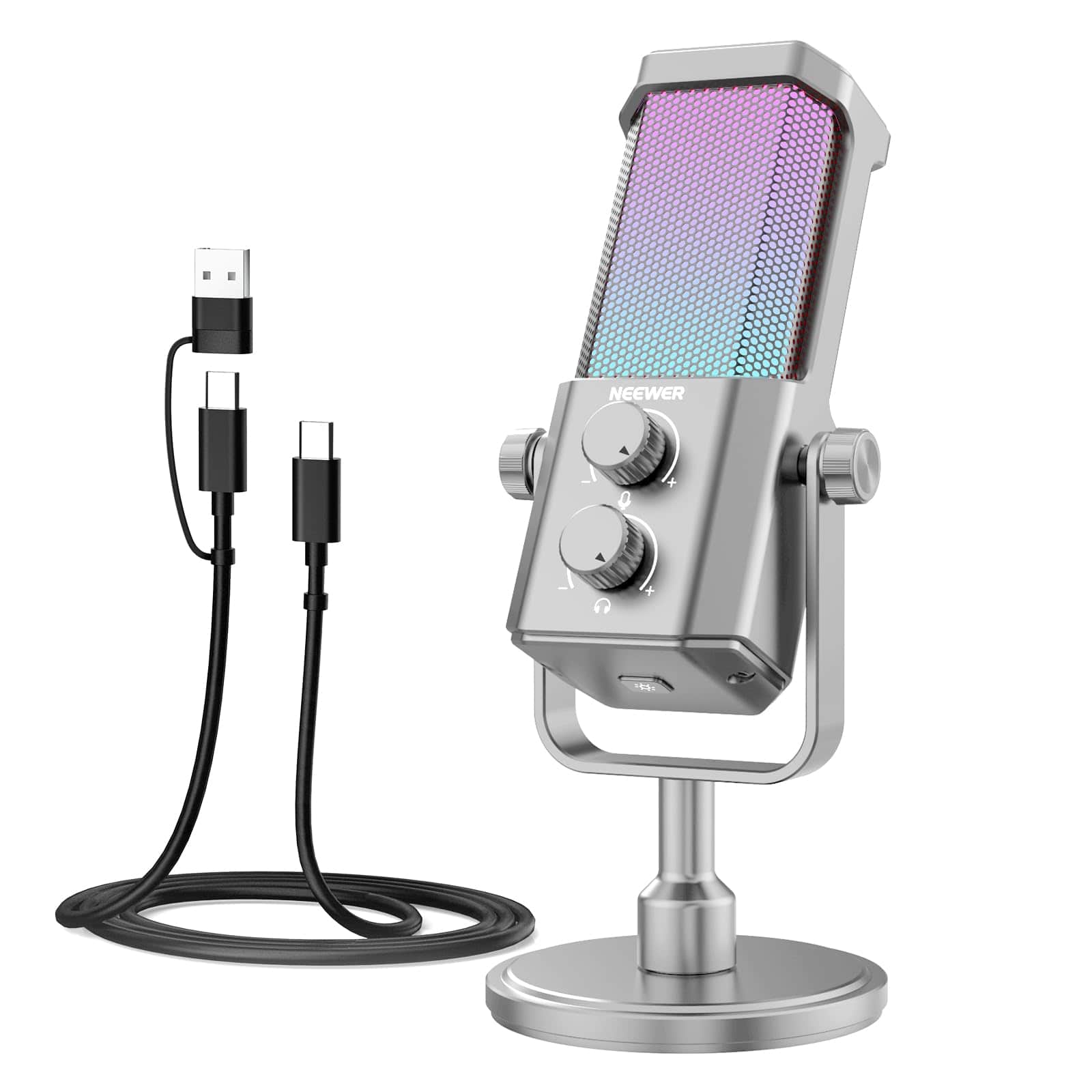 Neewer - UM01 AI Noise Canceling USB RGB Podcasting Mic, Silver, Plug & Play, App Control price history on PriceWatchPro