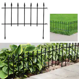 Sunnydaze - 20-Piece Roman Walkway Iron Panel Border Fencing - 36 ft - Black