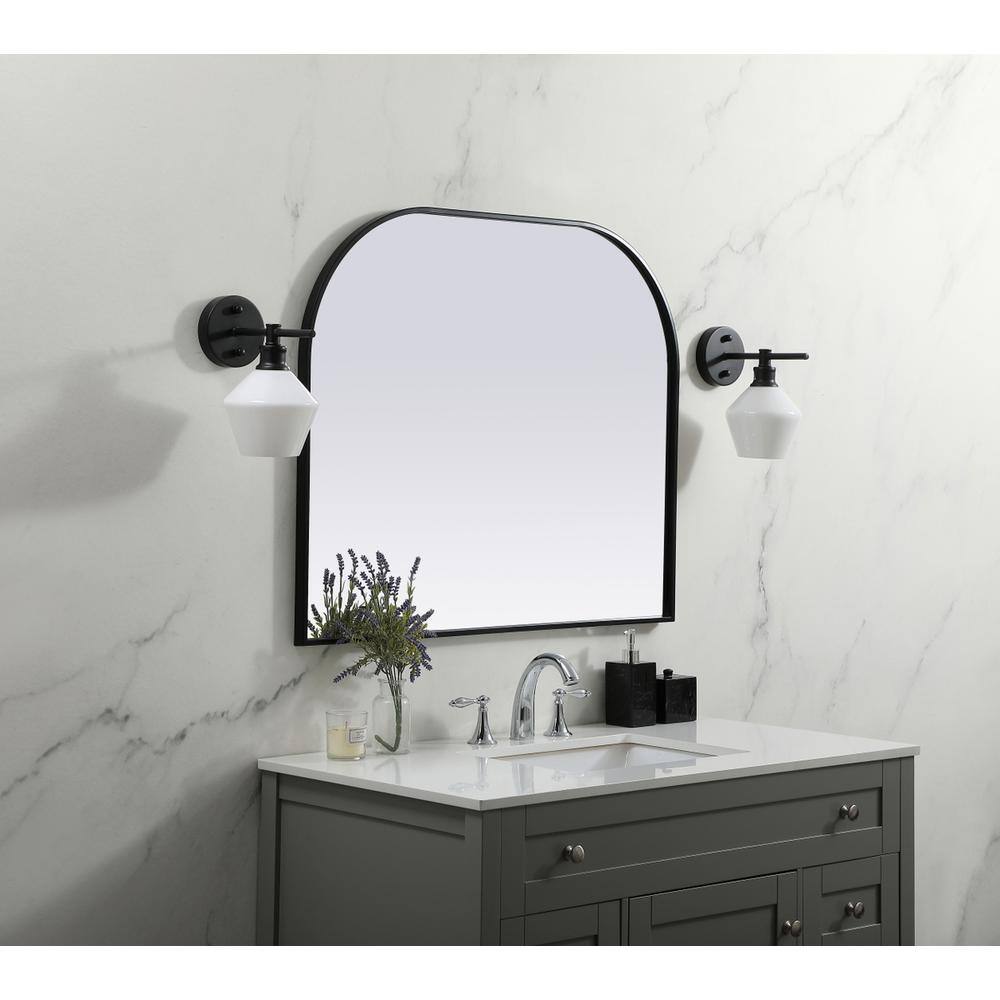 Alt View 4. Elegant Decor - Metal Frame Arch Mirror 36x30 Inch in Black - Black.
