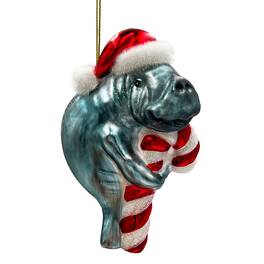 OrnamentallyYou - Aquatic Manatee Glass Christmas Ornament Sea Cow Coastal Ocean Animal Holiday Decoration - Multi-colored