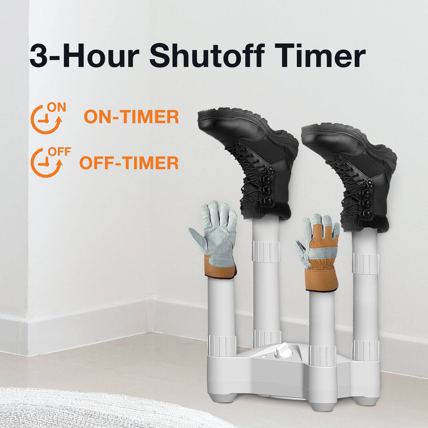 3-Hour Shutoff Timer: ON-TIMER and OFF-TIMER