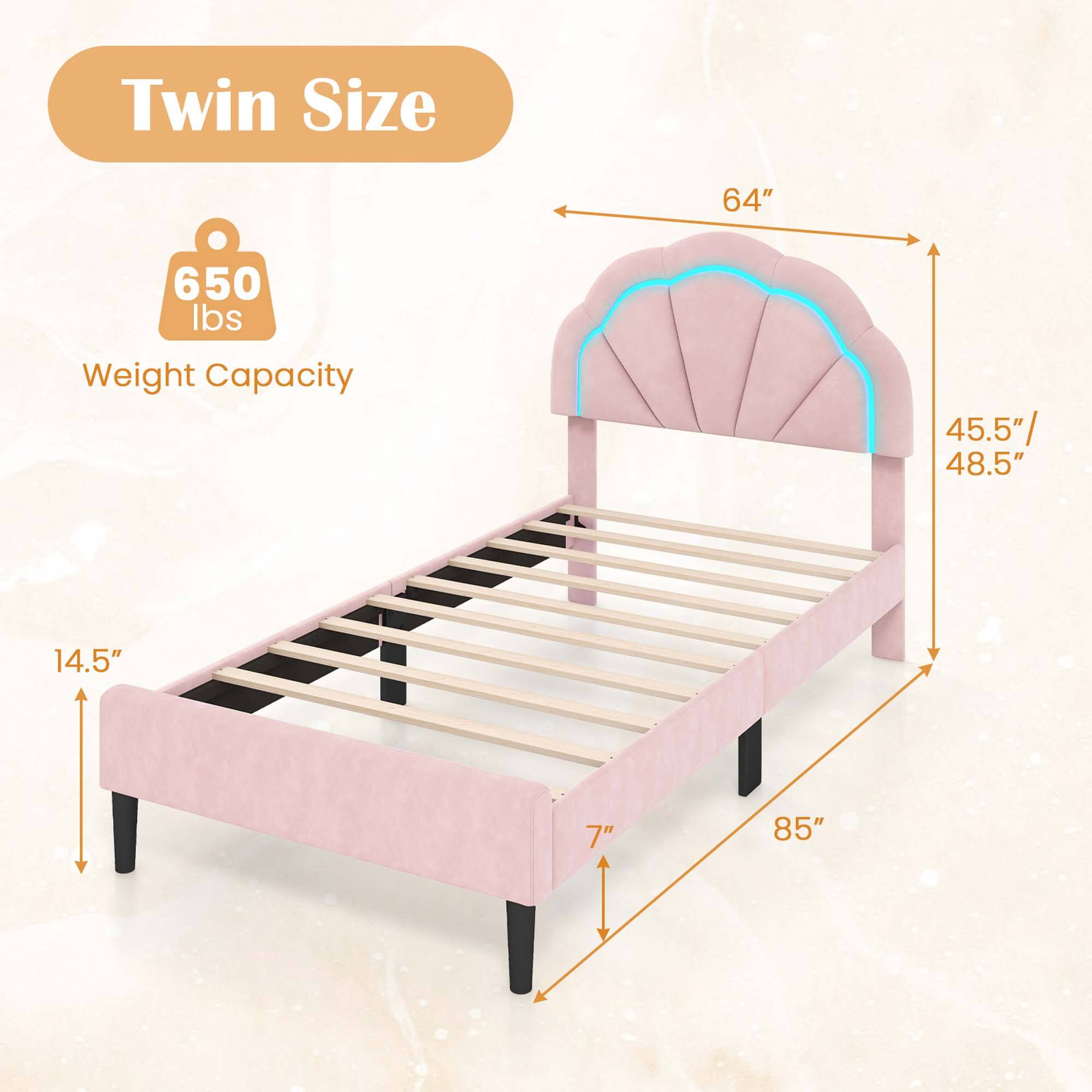 Twin Size 64" 650 lbs Weight Capacity 45.5" 48.5" 14.5" 7" 85"