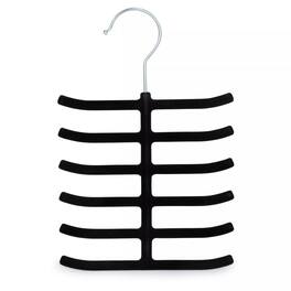 Elle Decor - Set of 3 Non-Slip Velvet Tie Hangers, Holds Up to 12 Ties Per Hanger - Black