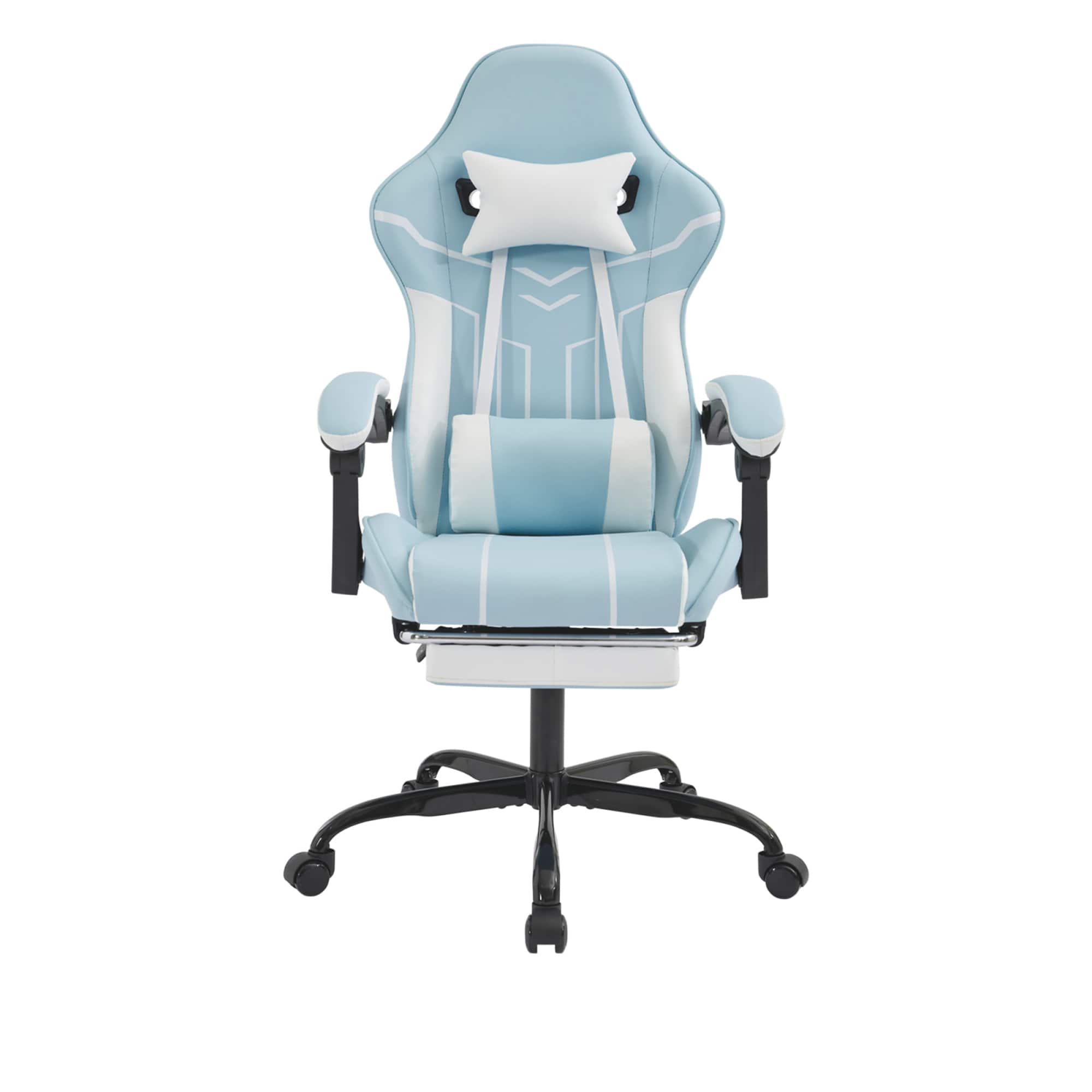 GOODSILO - Ergonomic Gaming Chair with Lumbar Support and Retractable Footrest for Enhanced Comfort and Posture - Blue