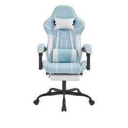 GOODSILO - Ergonomic Gaming Chair with Lumbar Support and Retractable Footrest for Enhanced Comfort and Posture - Blue