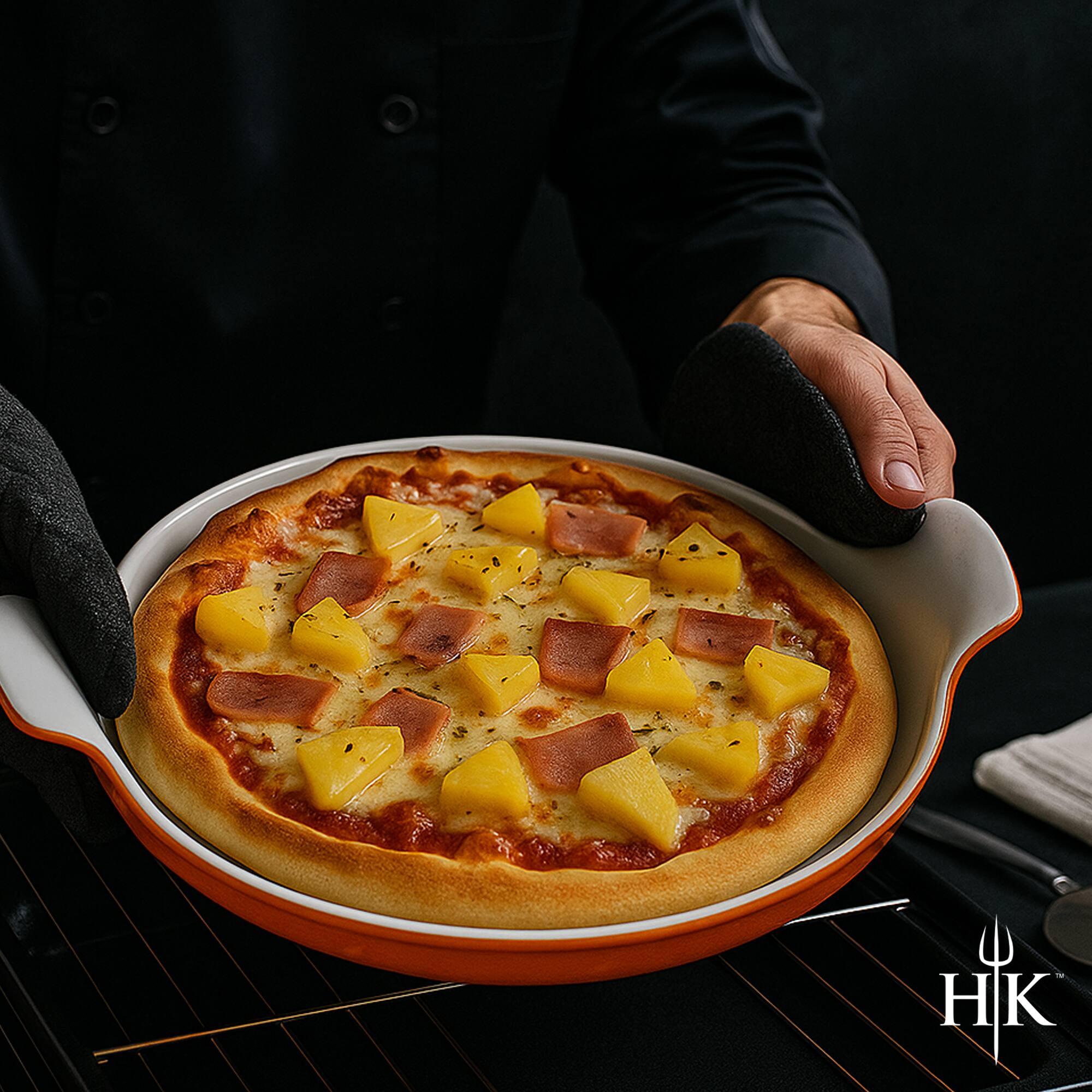 Alt View 2. Hell's Kitchen - Hell's Kitchen 14-Inch Round Pizza Stone - Orange - Orange.