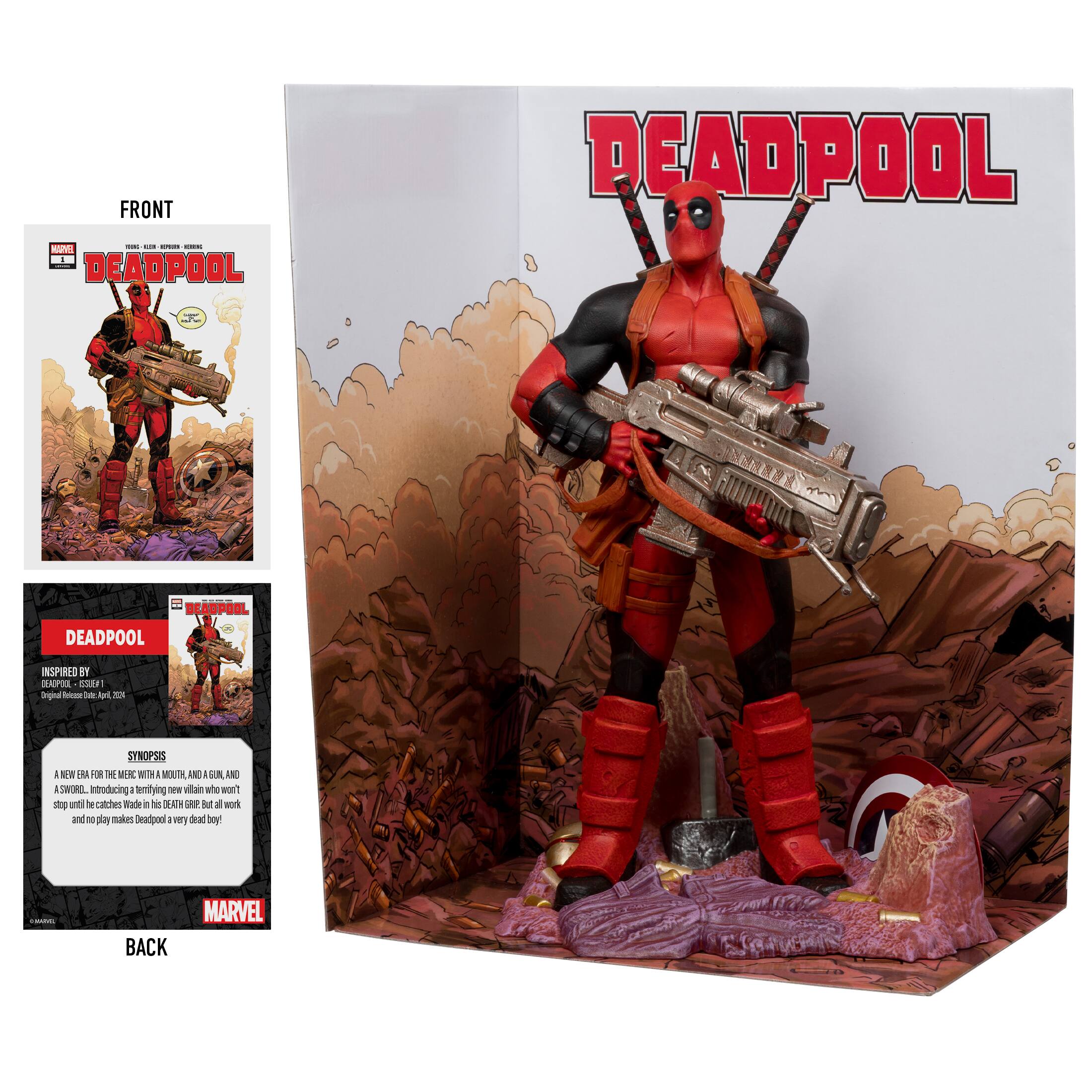 FRONT: DEADPOOL - DEADPOOL INSPIRED - STOP POOL - A SUPER HERO WITH A SUPER MOUTH AND A SUPER GUN!

BACK: MARVEL