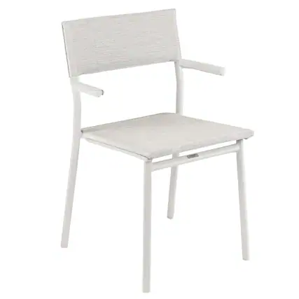 Front. Lafuma - Lafuma Batyline Duo ORON Durable Outdoor Dining Armchair, Sand/Pebble (Set of 2) - Sand Frame - Galet, Set of 2.