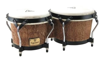 Tycoon Percussion - Supremo Select 7-Inch and 8.5-Inch Siam Oak Bongo Drum Set with Water Buffalo Skin Heads, Classic-Pro Hoops and Wrench