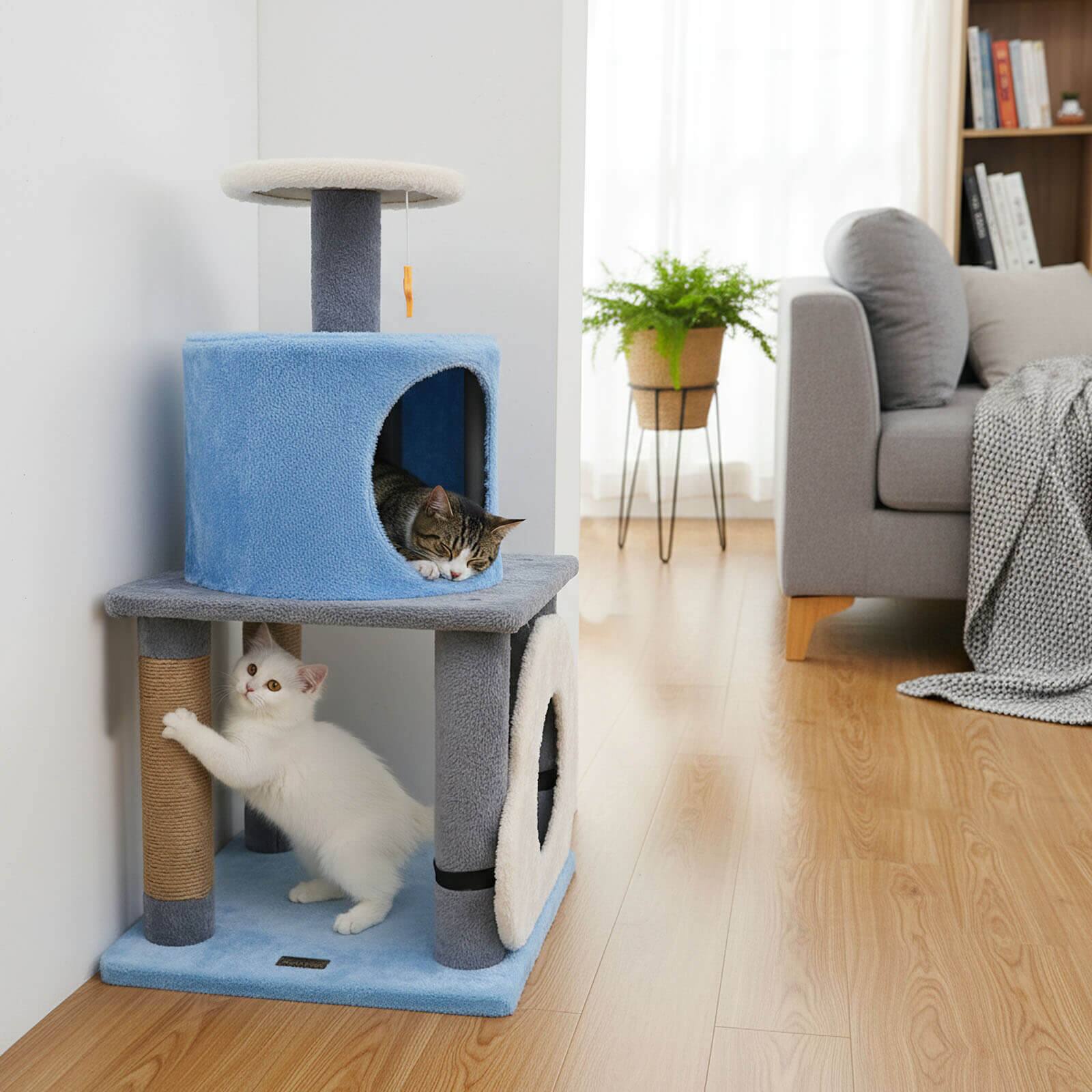 Alt View 3. Costway - Costway 31.5" Cute Modern Cat Tree with Condo Top Perch Jute Scratching Posts Hanging Toy.