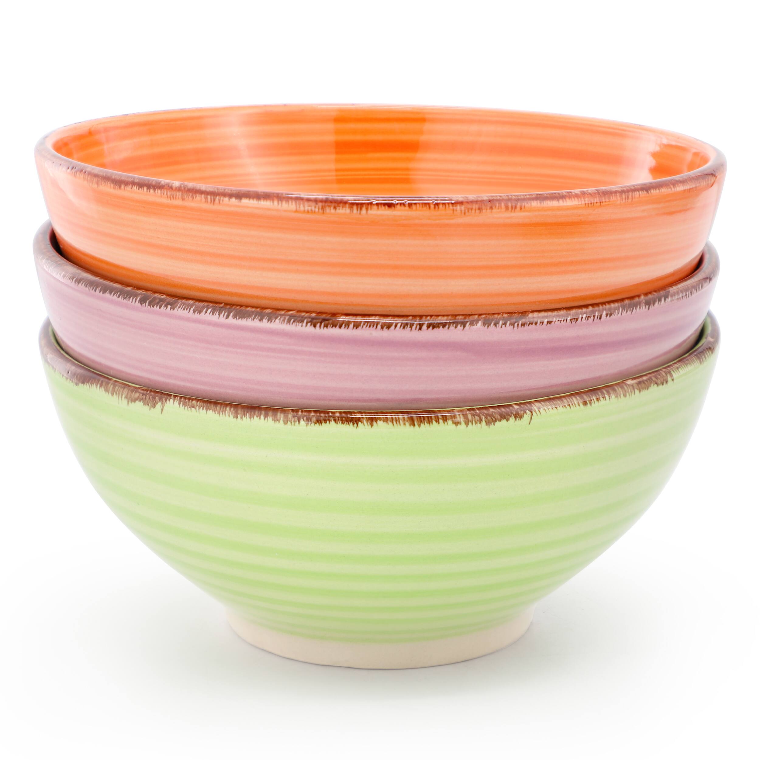 Left. Elama - Elama Color Ridge 6.25 Inch 6 Piece Round Stoneware Assorted Bowl Set - Multi.