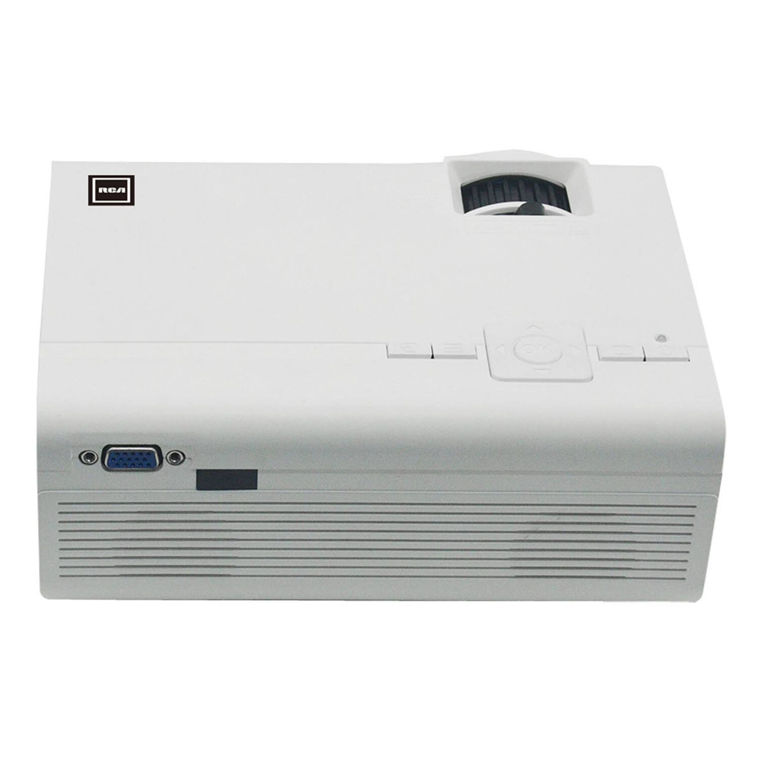 Alt View 1. RCA - 480p Home Theater Projector - White.