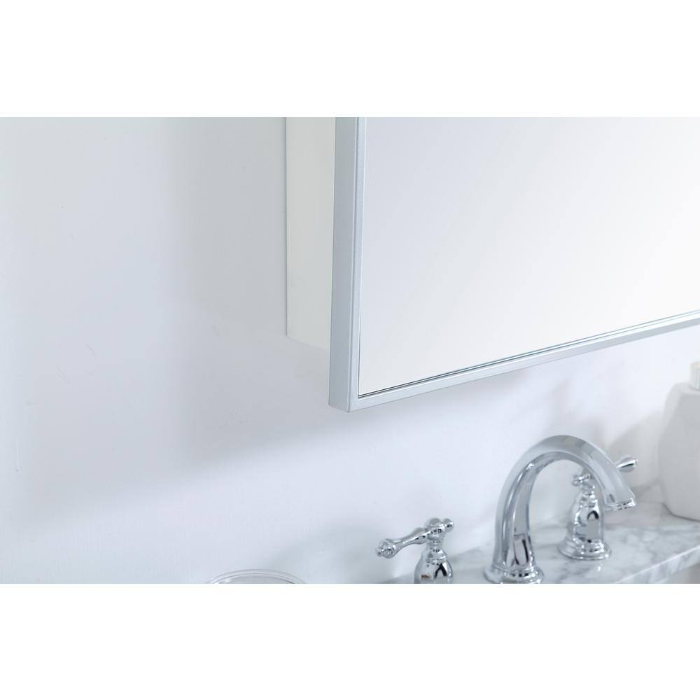 Alt View 1. Elegant Decor - Metal mirror medicine cabinet 20 inch x 28 inch in silver - Silver.