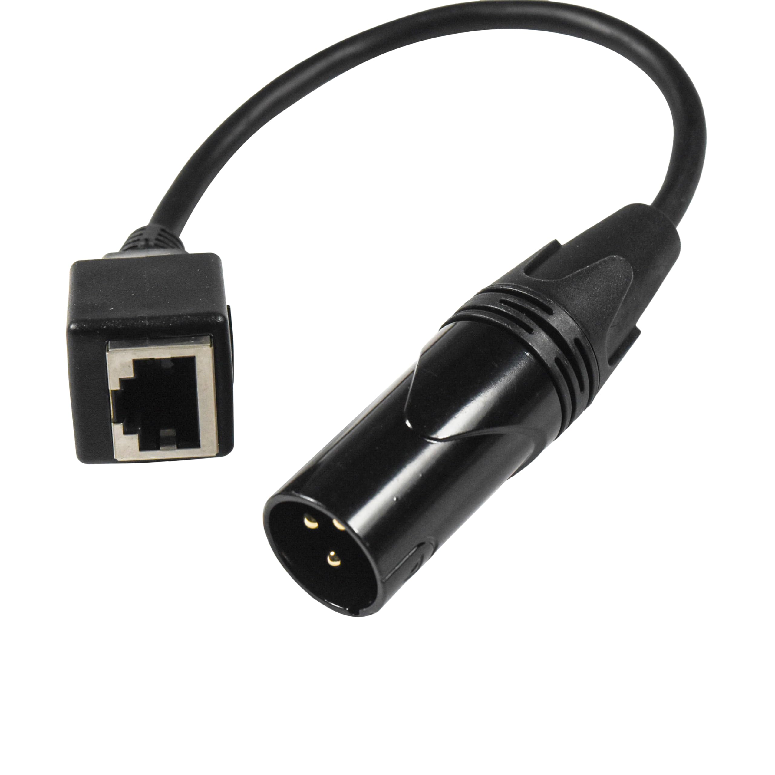 Front. HQRP - 3-Pin XLR Male to RJ45 DMX512 Adapter Cable 8 in for DMX-CON Controller Series - Black.