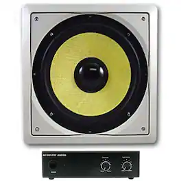 Acoustic Audio by Goldwood - HD-S10 in Wall 10" Home Theater Passive Subwoofer Speaker and Amplifier - Paintable White