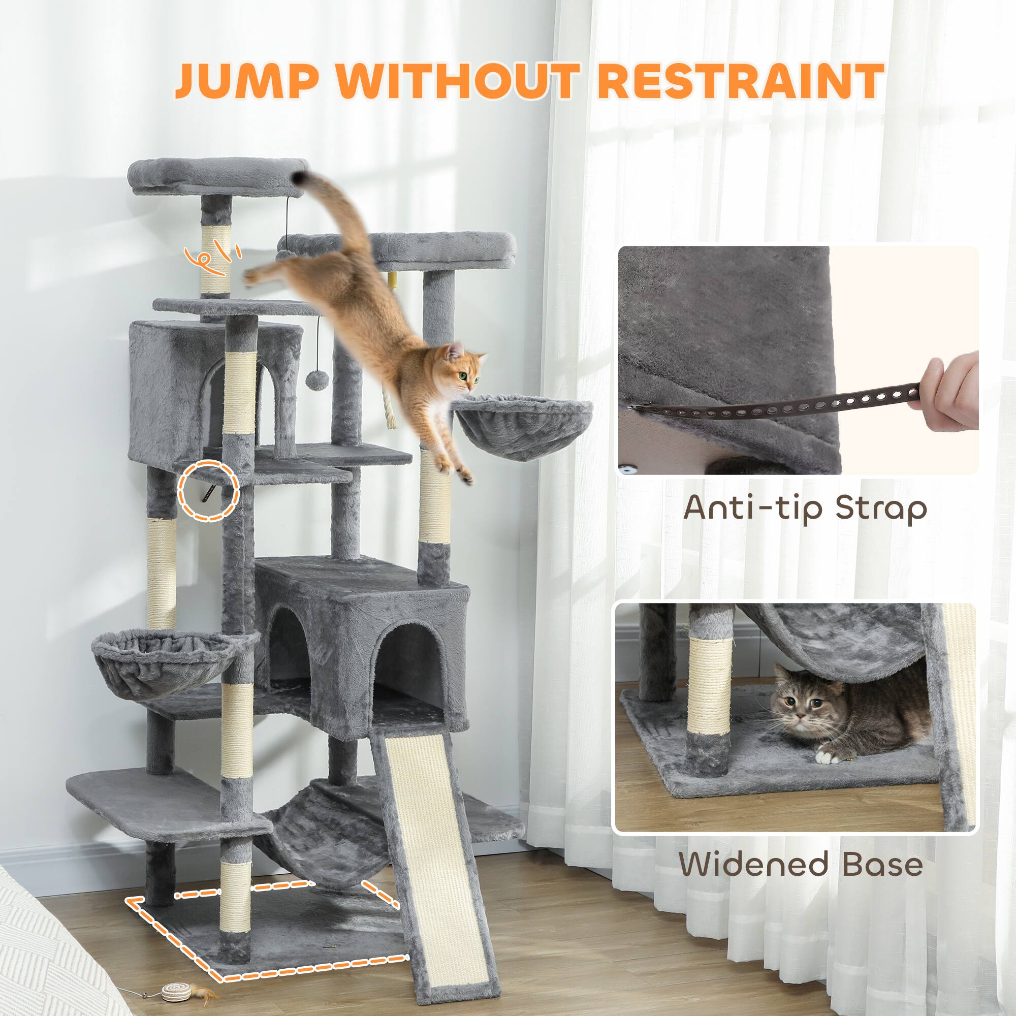 JUMP WITHOUT RESTRAINT

Anti-tip Strap

Widened Base