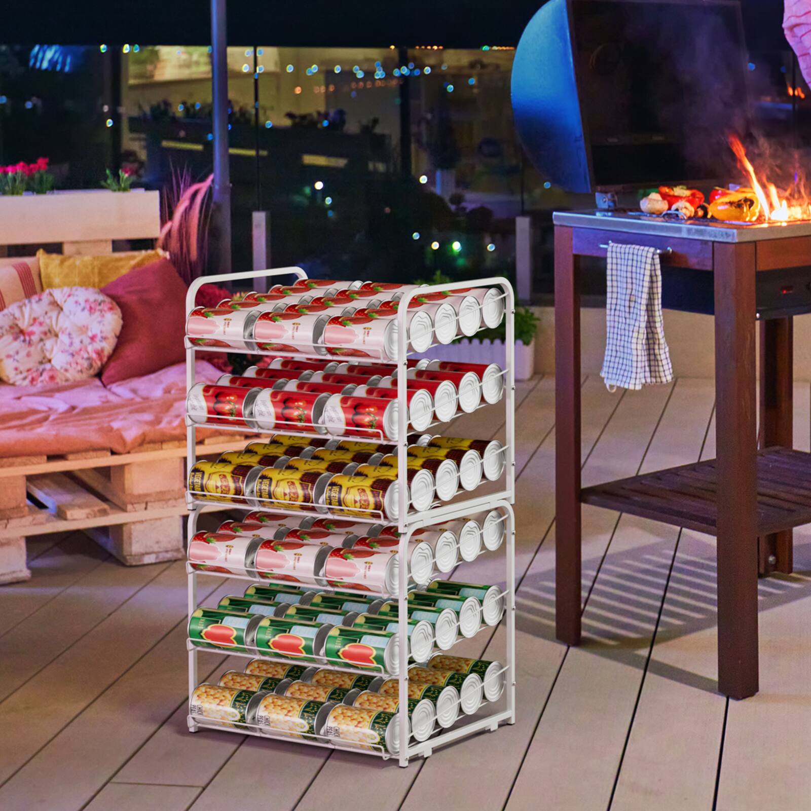 Alt View 1. Oumilen - Set of 2 Stackable Can Rack Organizer, White - White.