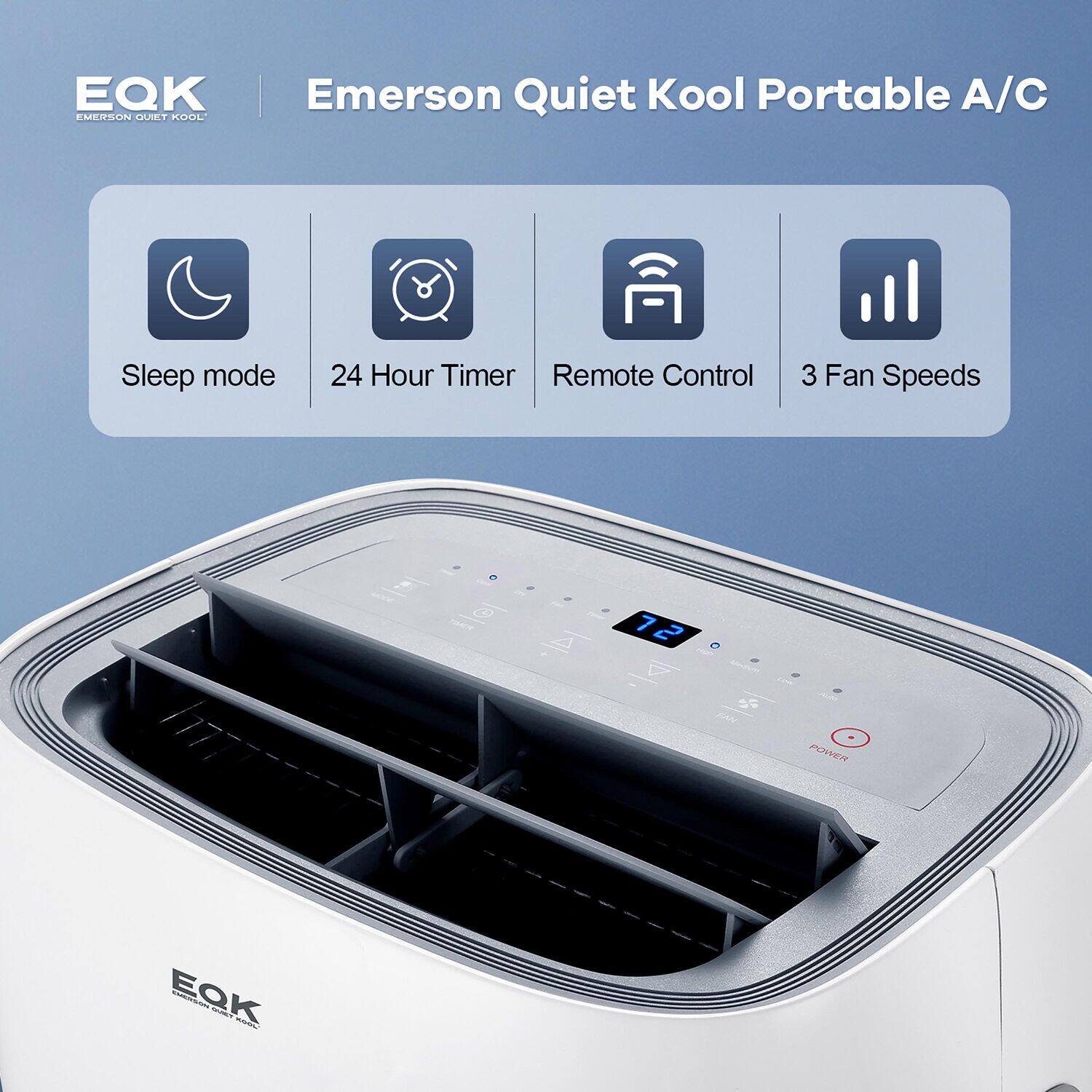 EQK Emerson Quiet Kool Portable A/C Sleep mode 24 Hour Timer Remote Control 3 Fan Speeds
