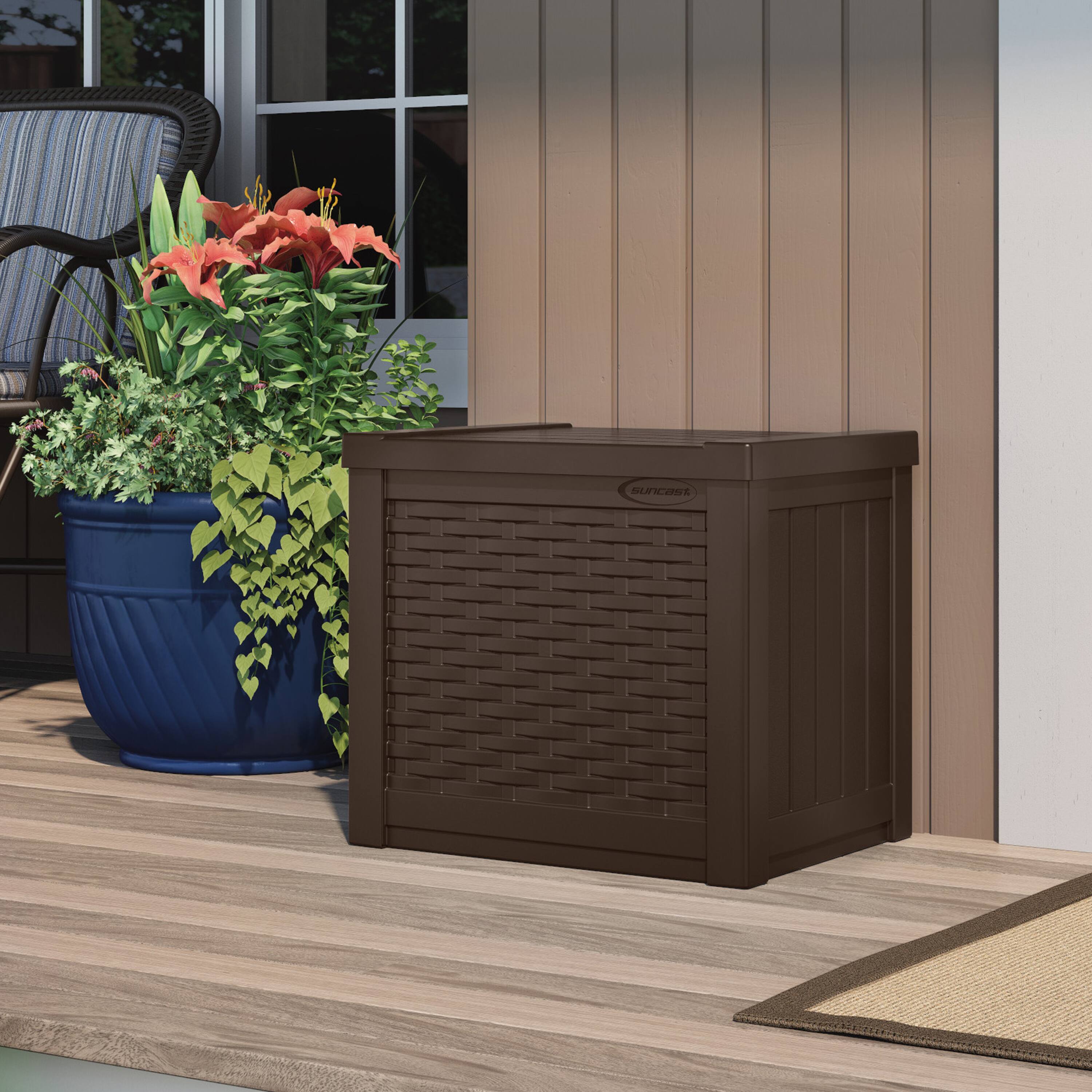 Alt View 10. Suncast - Suncast 22 Gallon Outdoor Patio Small Deck Box with Storage Seat, Java (2 Pack) - Java.