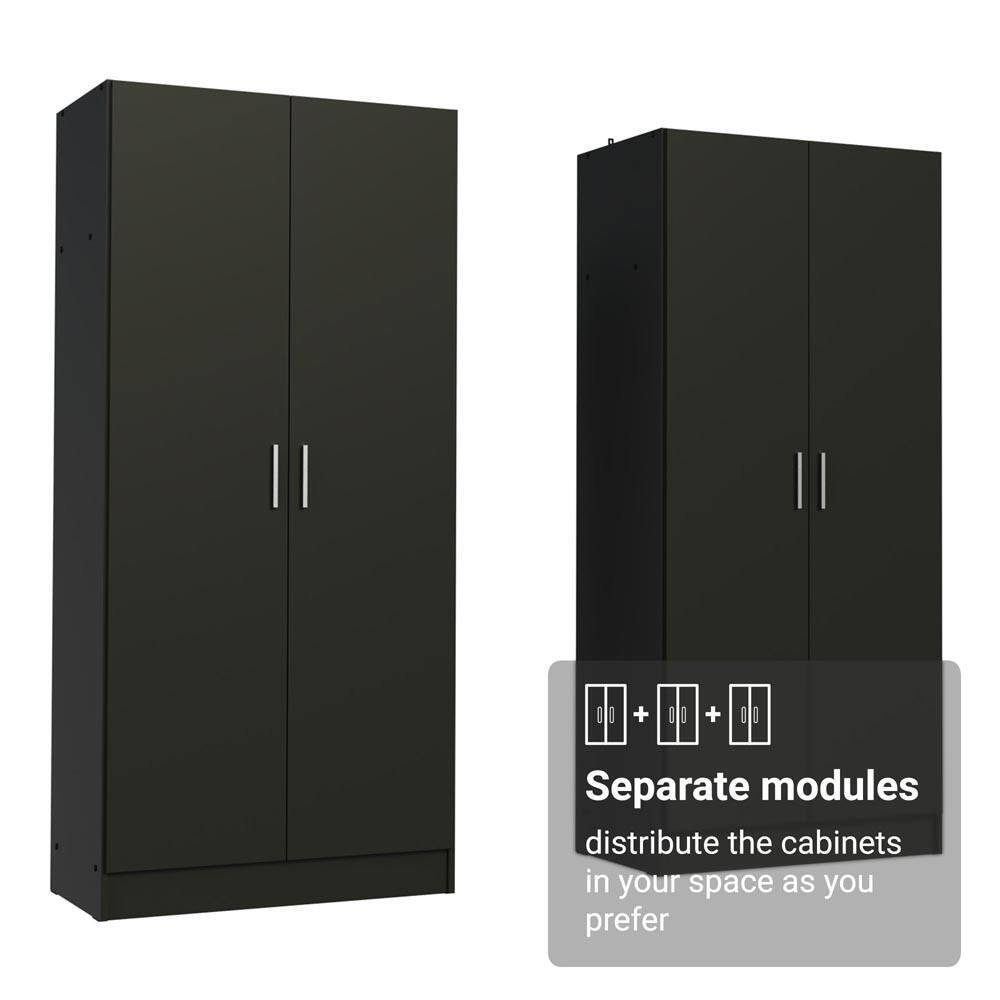 Separate modules distribute the cabinets in your space as you prefer