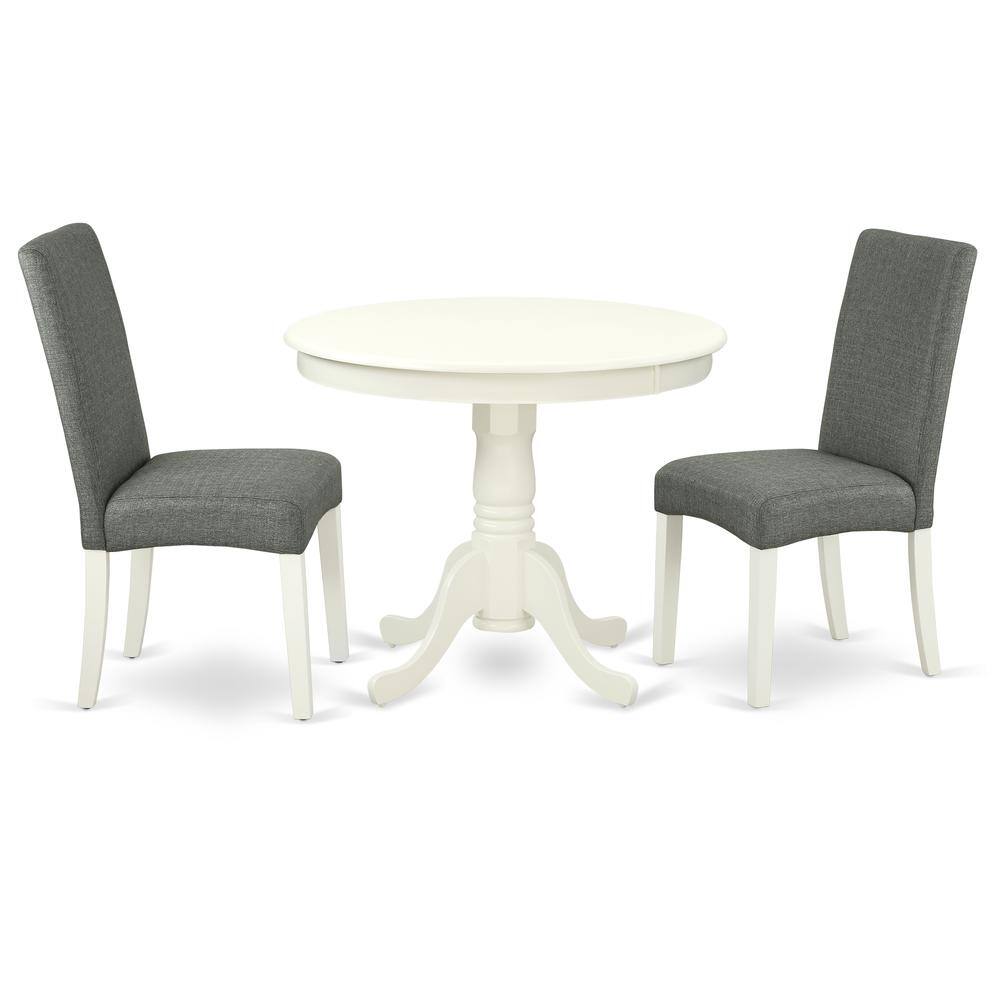 Back. East West Furniture - Dining Room Set Linen White - Brown.