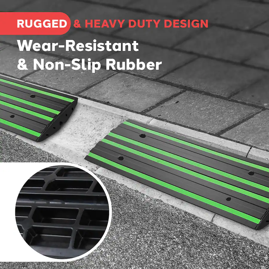 Curb Ramp Set Pyle 8ft Rubber Curb Ramp Set – 2 Pack, Non Slip Ramps for Driveways ...