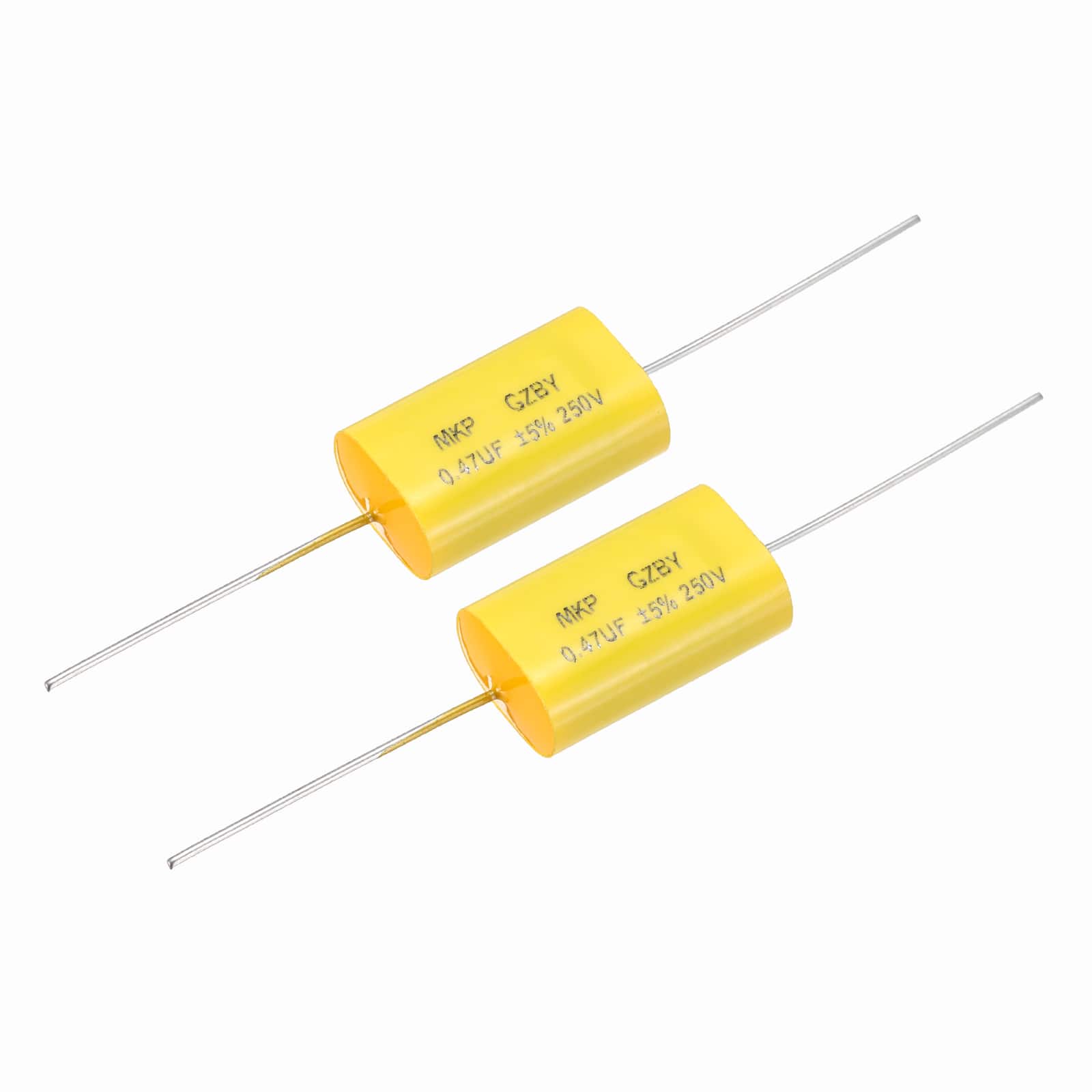 Unique Bargains - 2pcs 0.47uF Frequency Divider Capacitor, 250V Audio Speaker Crossover Non-Polarity Polypropylene MKP Film Capacitor - Yellow price history on PriceWatchPro