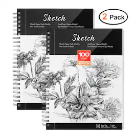 AGPtek - Art Sketch Book 9*12", 2 Packs - Black