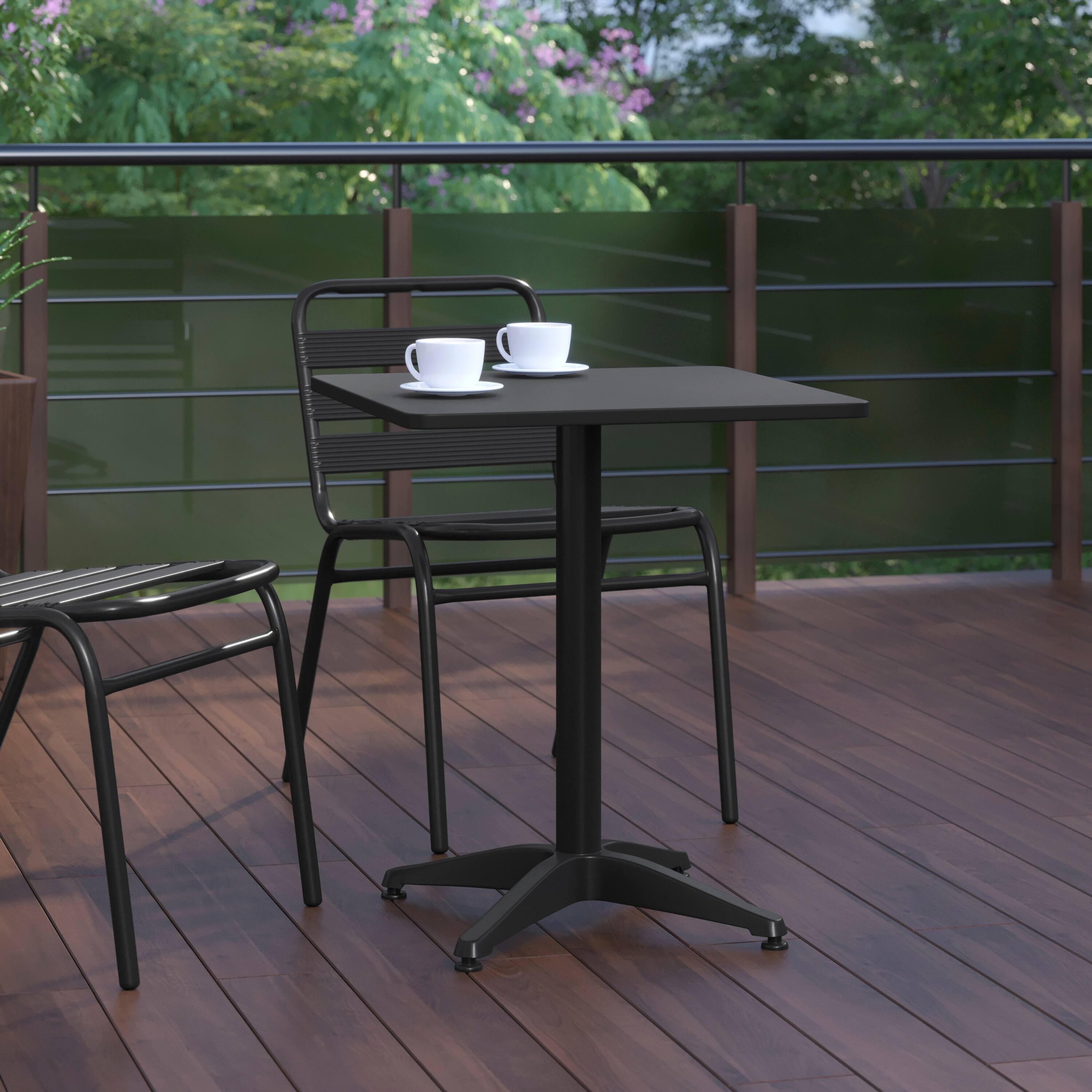 Alt View 3. Flash Furniture - Mellie 23.5'' Black Square Metal Indoor-Outdoor Table with Base - Black.