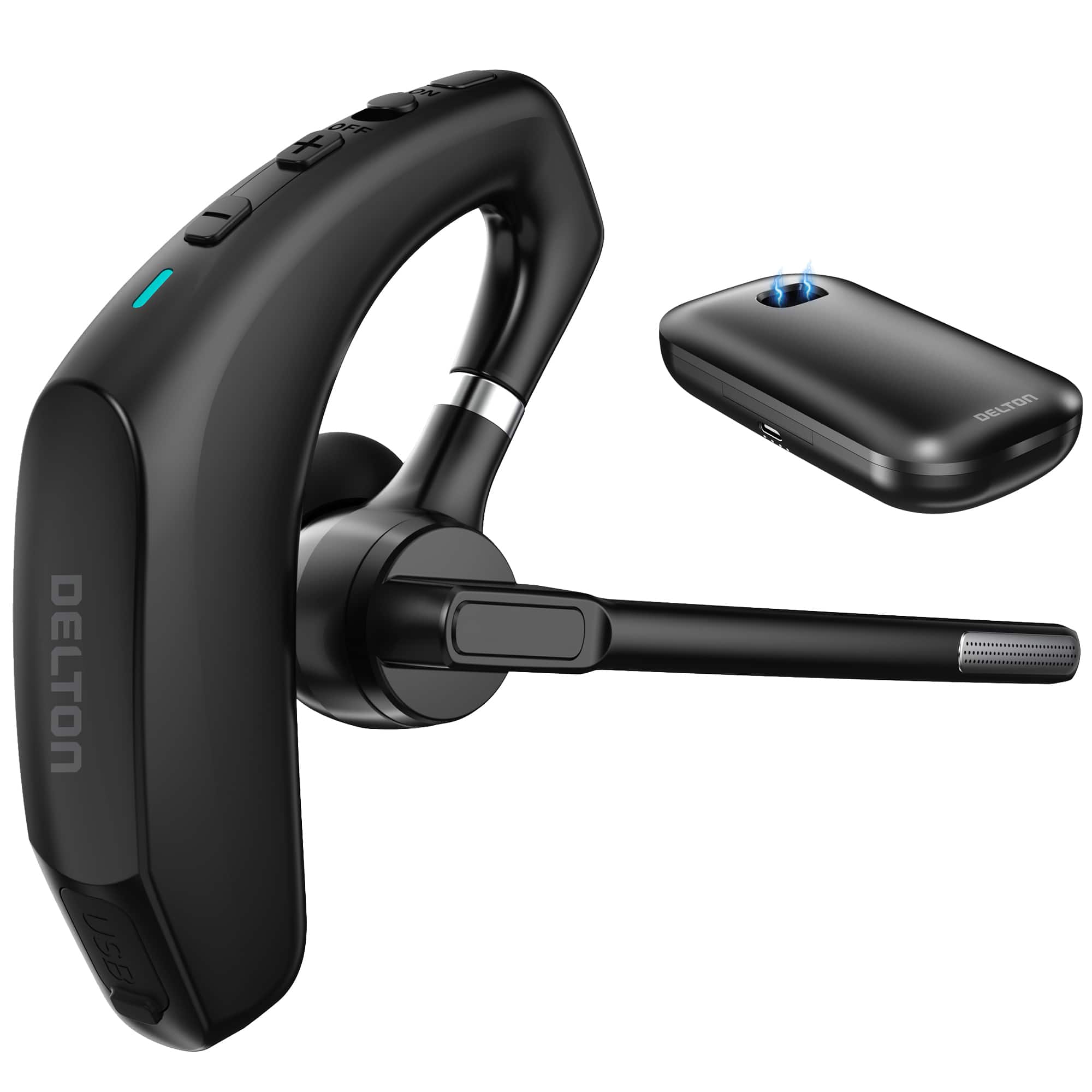Delton - 95X Wireless Noise Canceling MS Teams Bluetooth Headset with Charging Case - Black