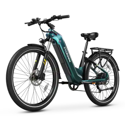Front. CYCROWN - Urban X Commuter Ebike(1000W Motor , 20MPH Top Speed , 90Miles Range , 48V 20Ah Battery) - Alpine Green.