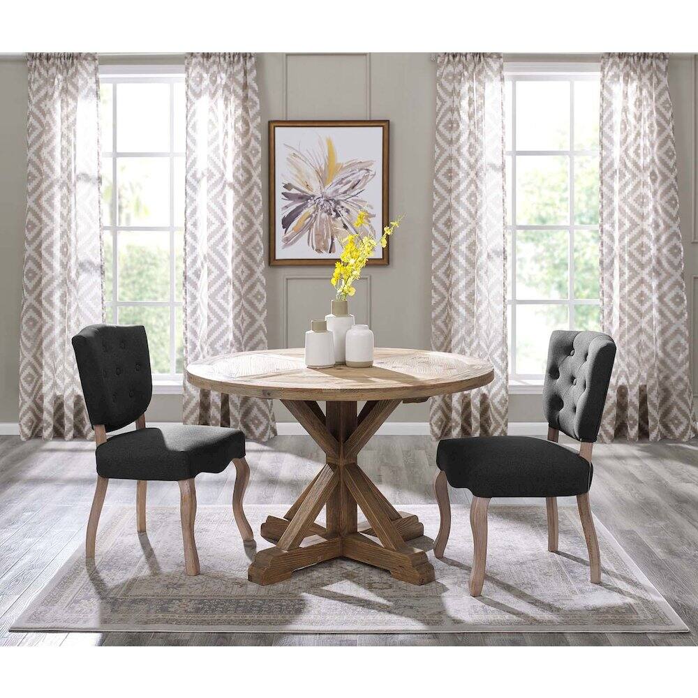 Back. Modway - Stitch 47" Round Pine Wood Dining Table - Brown.