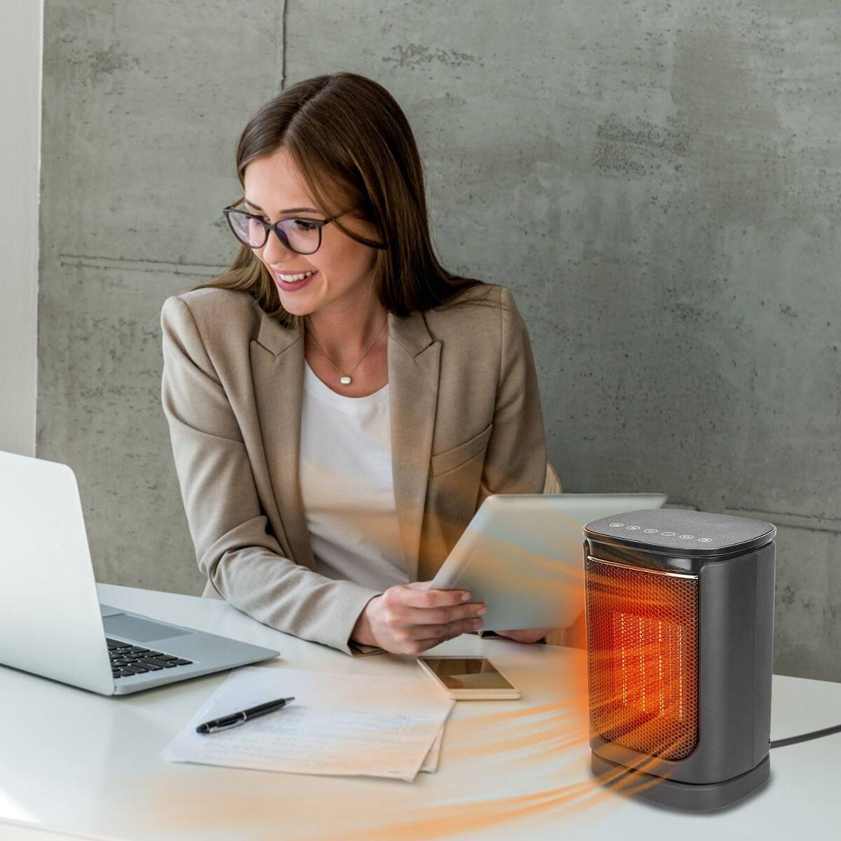 Alt View 7. Loheer - Loheer 1500W Ceramic Space Heater, Portable Electric Heater with Remote Control and 90 Degree Oscillation.