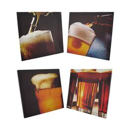 Zeckos - Set of 4 Art Of Beer Printed Canvas Wall Hangings - Multicolored