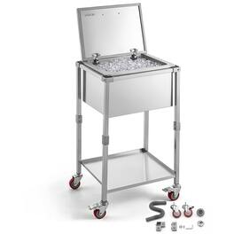 VEVOR - Rolling Ice Chest Cooler Cart Stainless Steel Cooling Bin 57.7 Quart, Outdoor Stand Up Cooler Trolley with Wheels - Silver