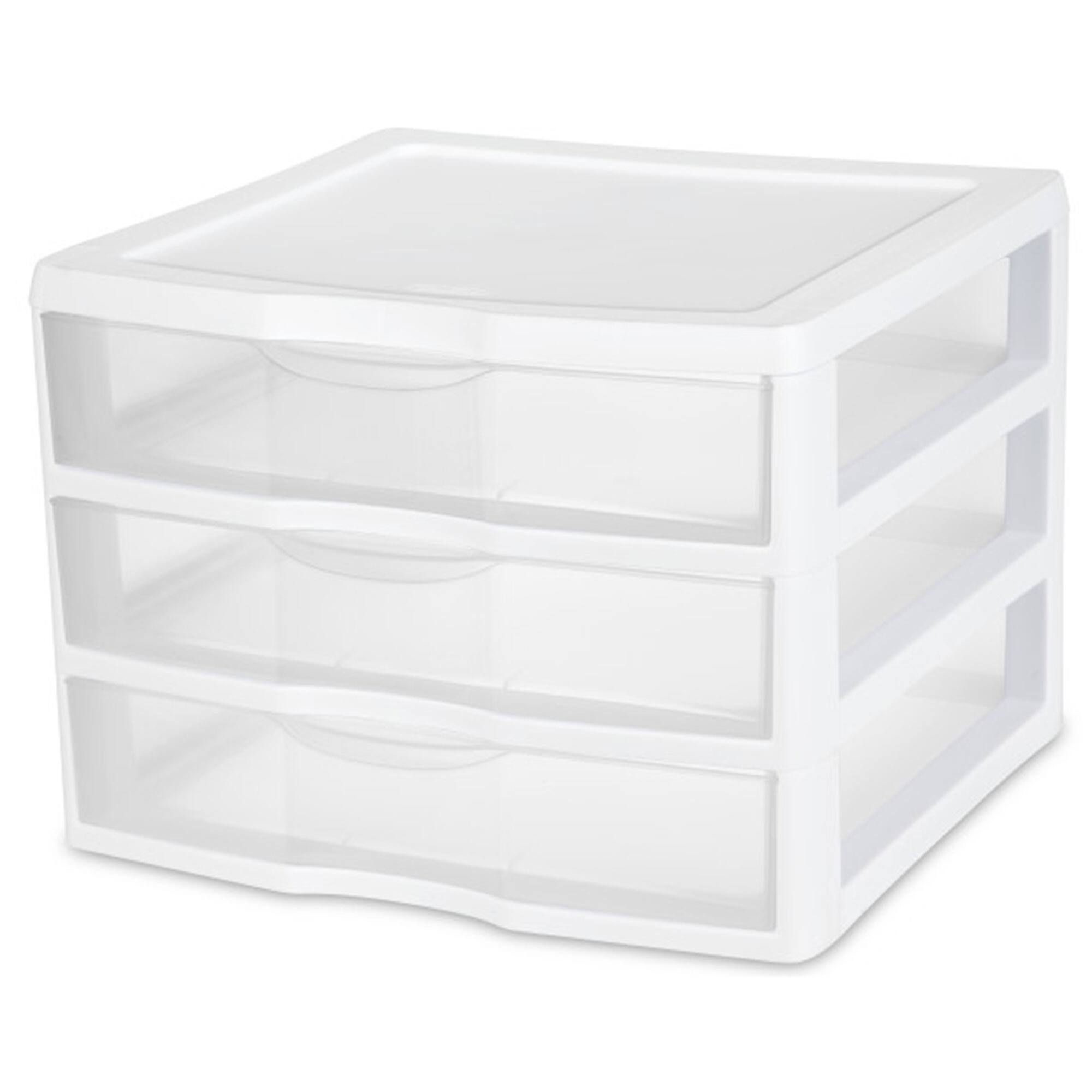 Alt View 1. Sterilite - Sterilite Clear Plastic Stackable Small 3 Drawer Storage System, White, (9 Pack).