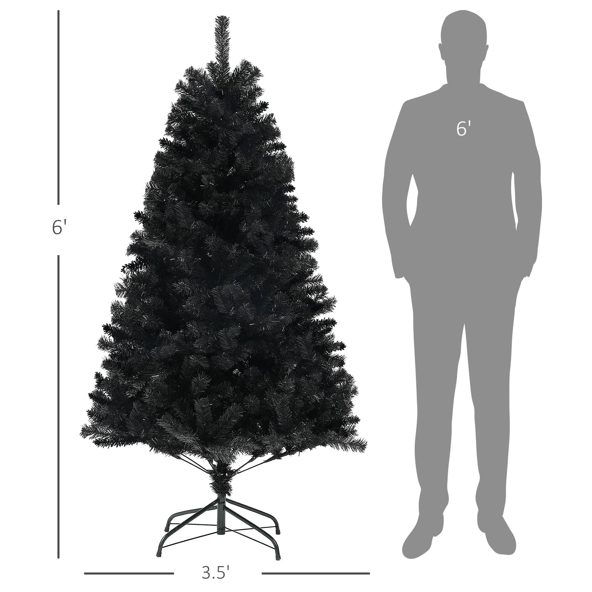 Alt View 2. Homcom - Tall Artificial Christmas Tree, Unlit, 1000 Branch Tips, Auto Open, Steel Base - black.