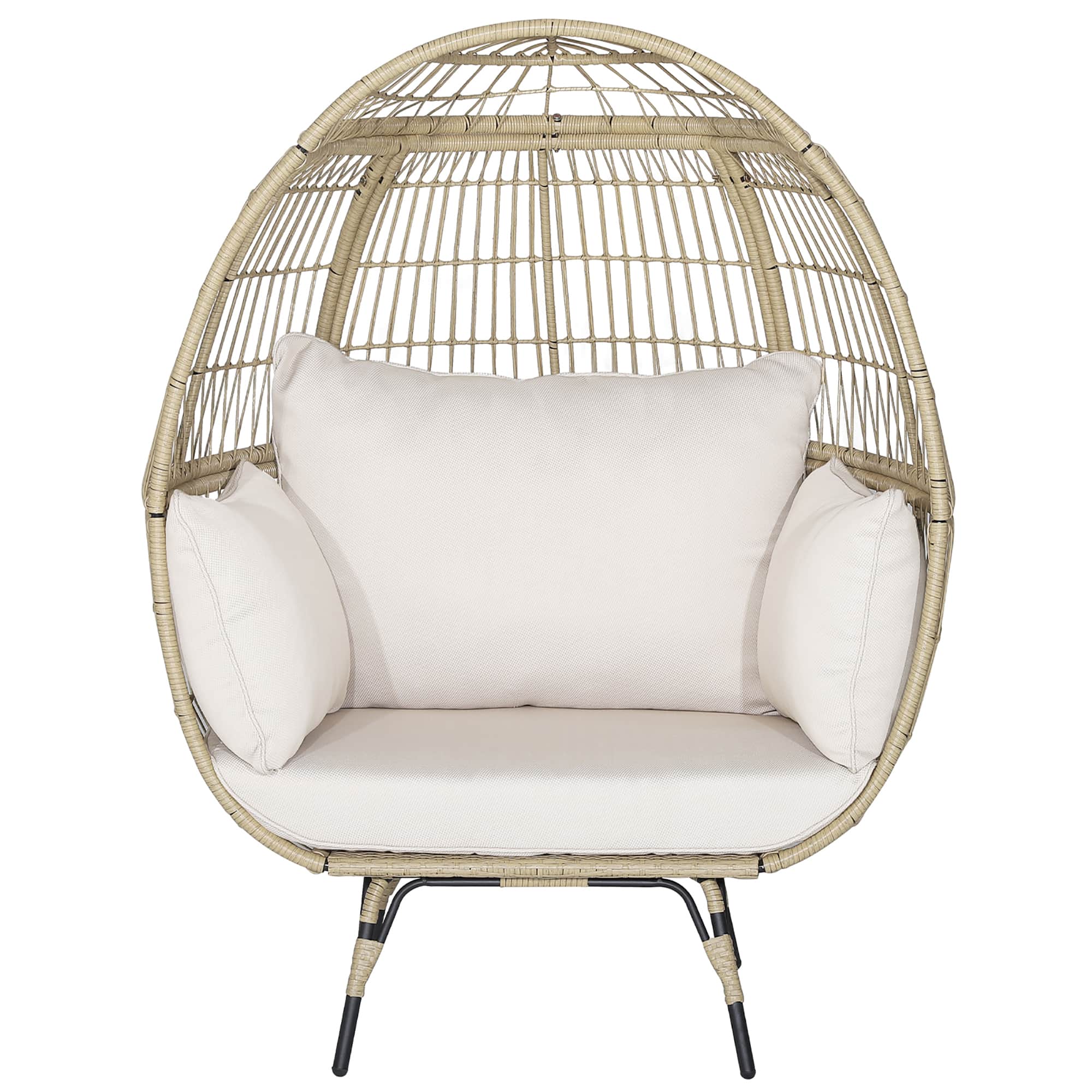 Gymax - Patio Rattan Oversized Wicker Egg Chair Stationary Lounge Basket w/ 4 Soft Cushions - Light Brown price history on PriceWatchPro
