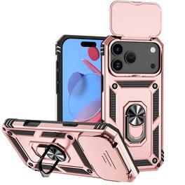 Dteck - Rotatable Ring Kickstand Case for Apple iPhone 17 Pro Max, Heavy-Duty Rugged Rotate Camera Back Cover - Rosegold