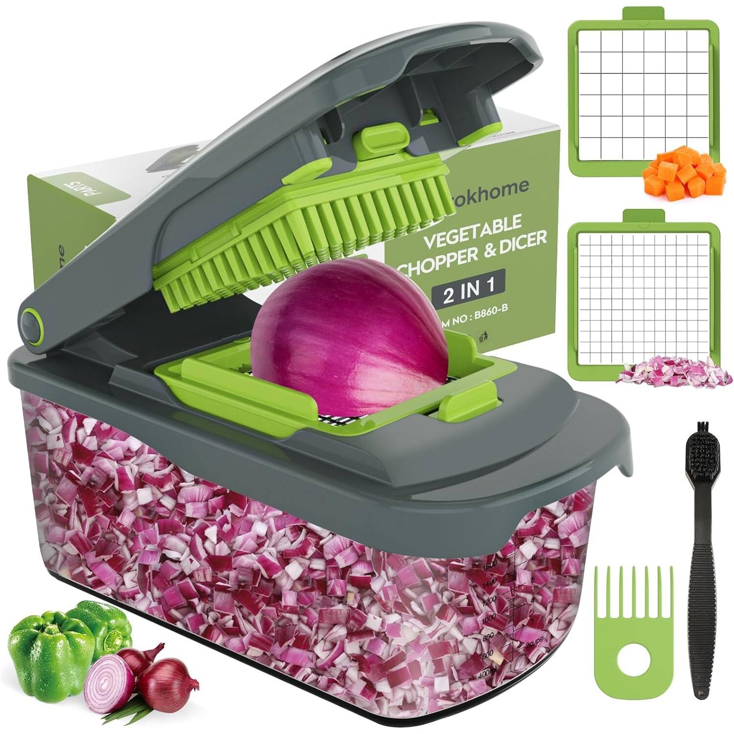 okhome VEGETABLE & DICER CHOPPER IN 1 2 NO : B860-B