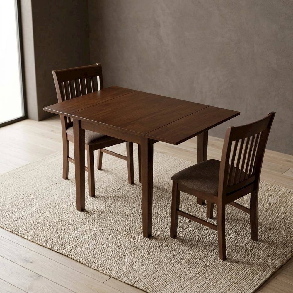 Alt View 3. FurniFact - Wood Drop-Leaf Dining Table & Chairs 3-Piece Dining Set - Mahogany.