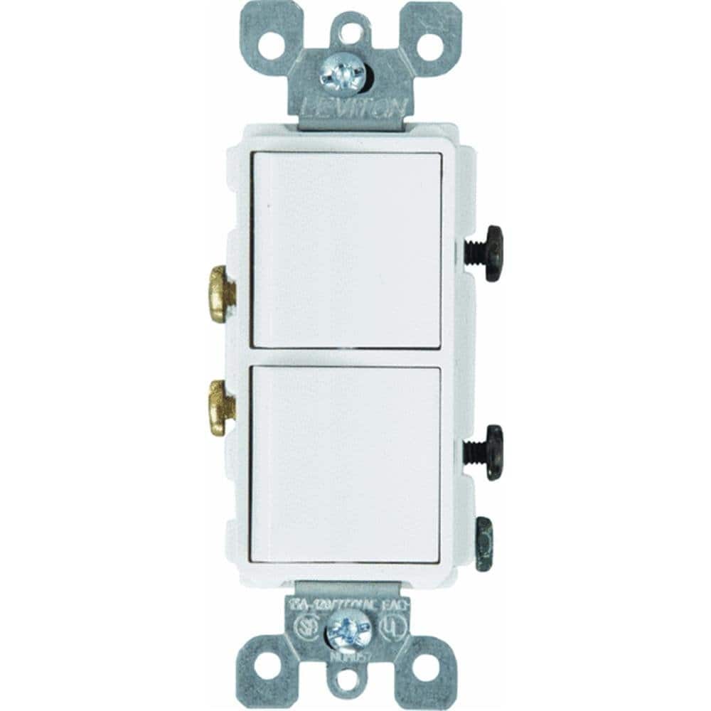 Leviton - R62-05634-00W 15 Amp Decora Dual Switch - White