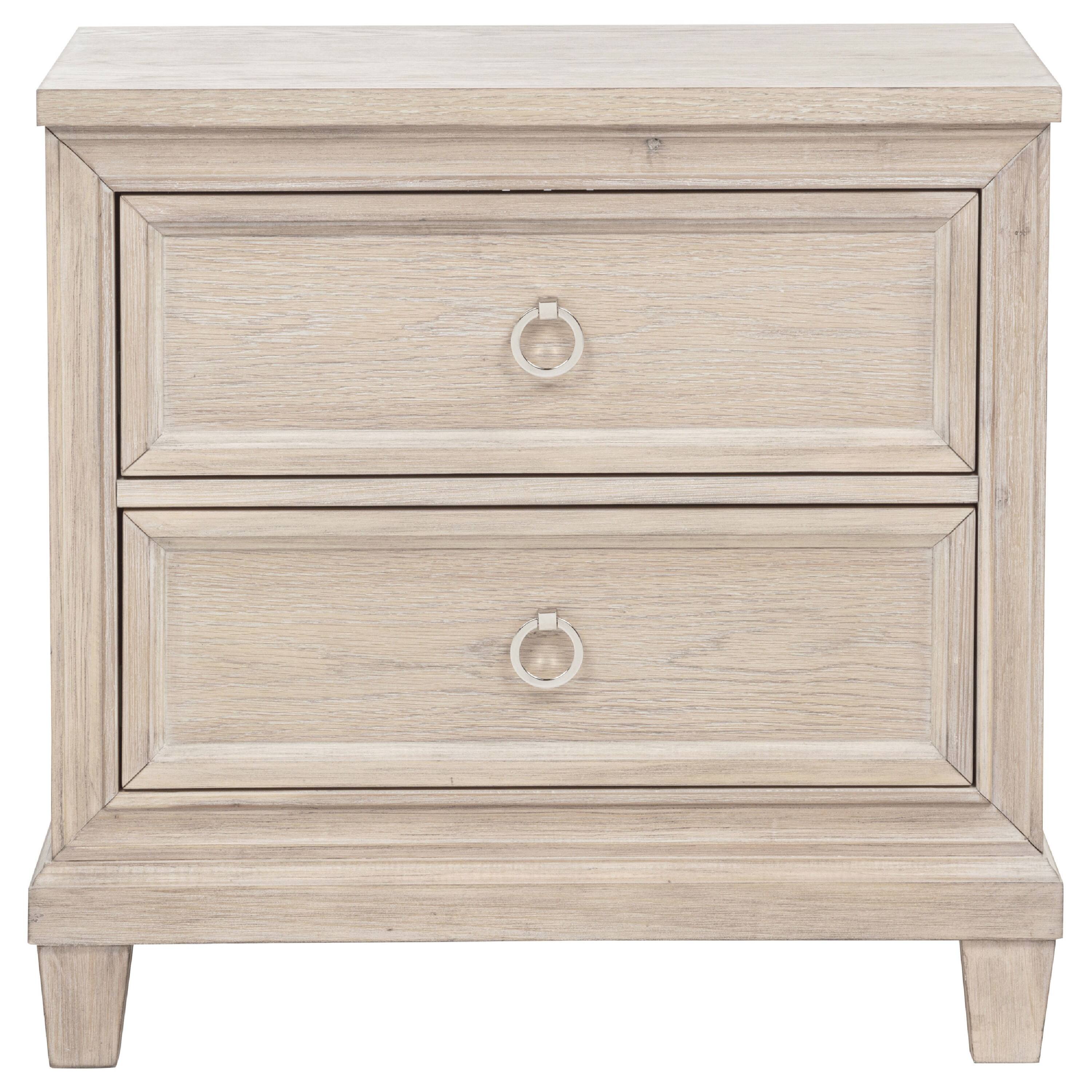 Alt View 1. Manhattan Lane - Kylie Nightstand with 2 Drawers, Tapered Legs, Washed Oak Wood 27 Inch - Washed Oak Brown.