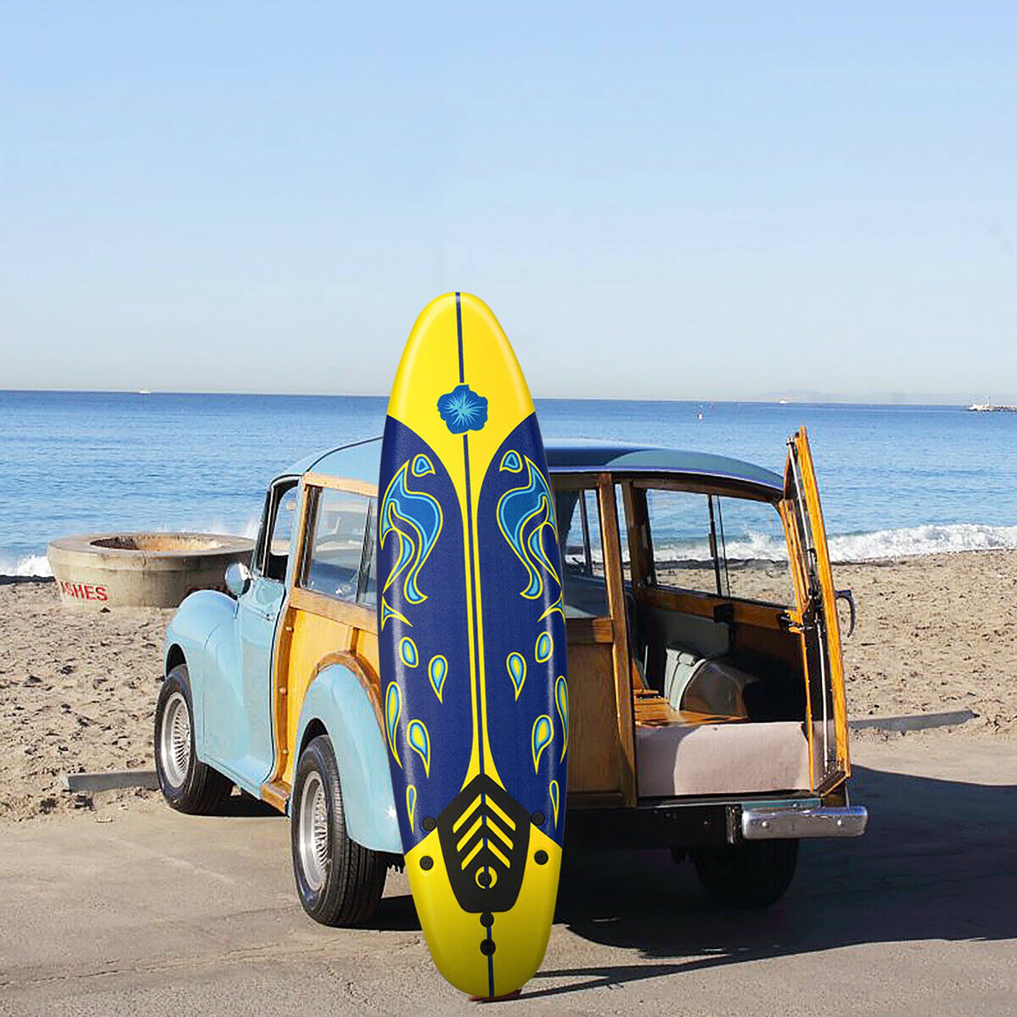 Alt View 4. Costway - Costway 6' Surfboard Foamie Body Surfing Board W/3  Fins & Leash for Kids Adults - Yellow.