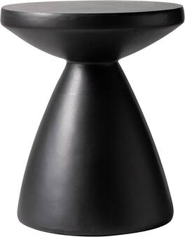 LeisureMod - Dune 17" Round Fiberstone Side Table - Modern Indoor/Outdoor Weather Resistant Accent Table, No Assembly - Black