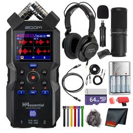 Zoom - H4essential 4-Track Float Audio Recorder + Podcast Mic + Headphones
