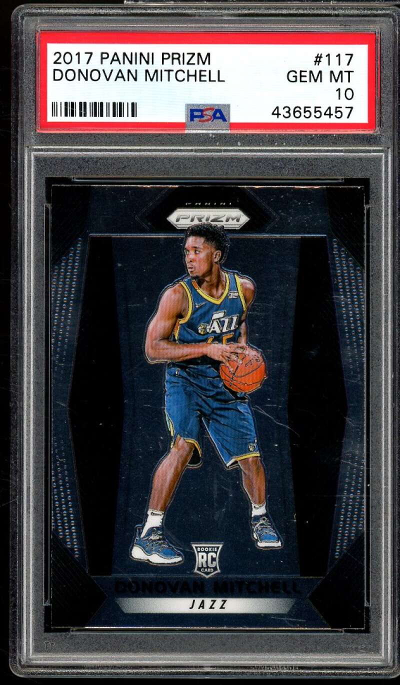2017 PANINI PRIZM #117 DONOVAN MITCHELL GEM MT 10 PSA 43655457 PRIZM ALI ROOKIE RC CARD DONOVAN MITCHELL JAZZ 1T