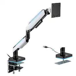 Mount-It! - Heavy-Duty Single Monitor Arm – Full Motion Desk Mount for up 49" Screens - White